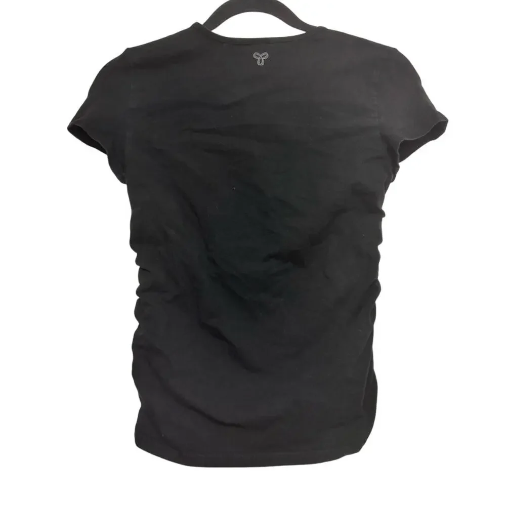TNA by Aritzia‎ Black Ruched Side Tee Shirt Top Womens Size Small Y2K Minimalist